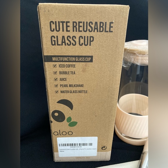 Pandaloo Reusable Glass Cup Tumbler and Metal Straws - Picture 7 of 8